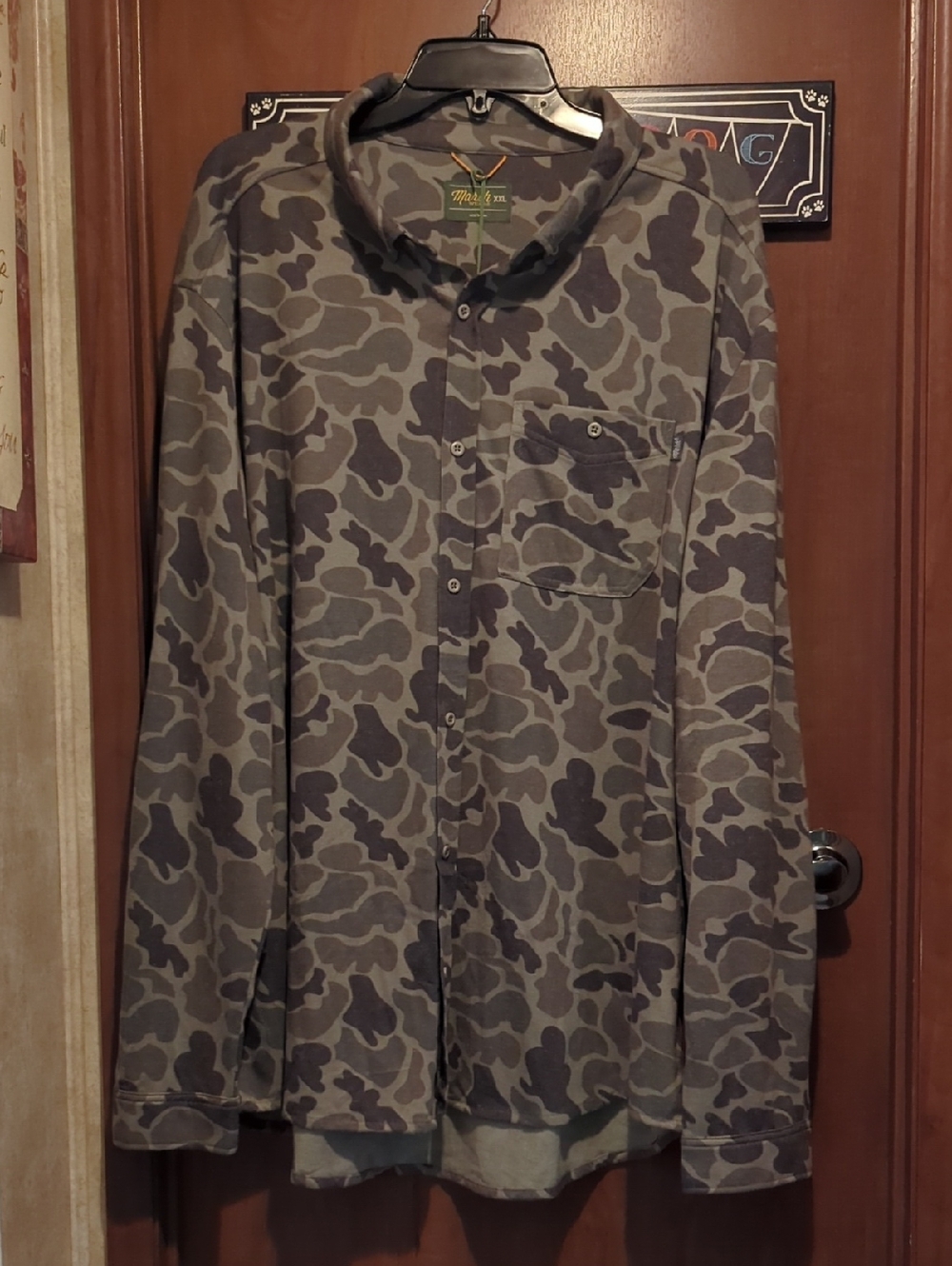 Marsh Wear Camo Button-Up Shirt in Olive & Charcoal